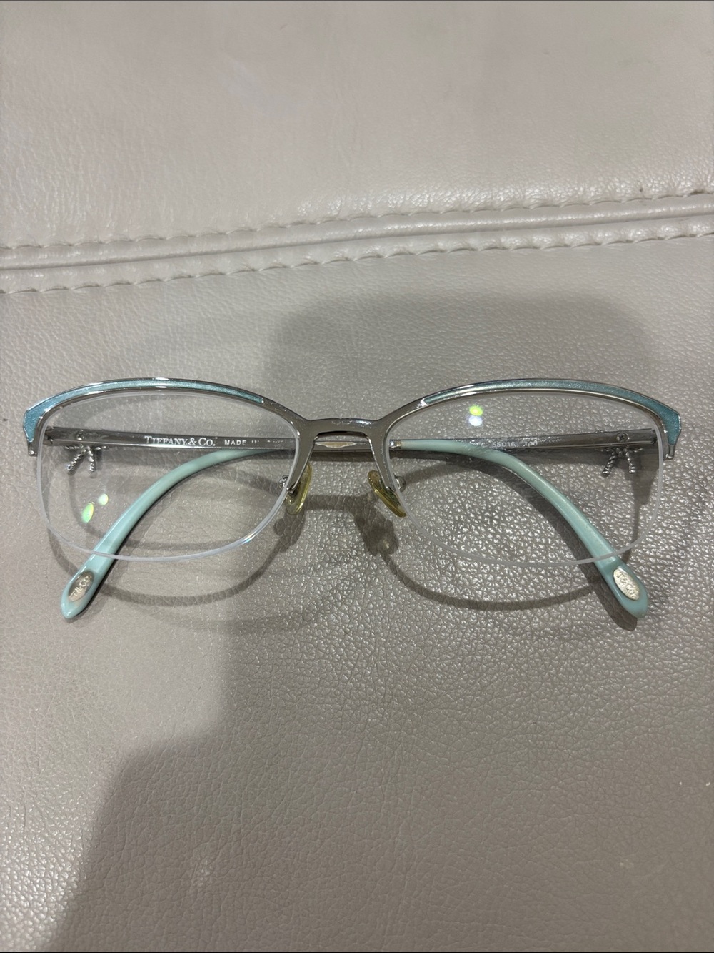 Tiffany & Co. Eyeglasses TF 1102 6047 Silver & Blue Half Rim Italy 55[]16 140